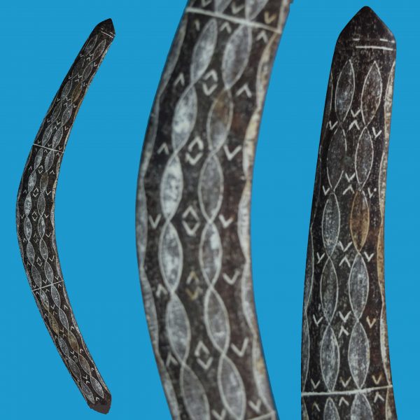 BR09 Decorated 19th c. Boomerang Southern Qld.