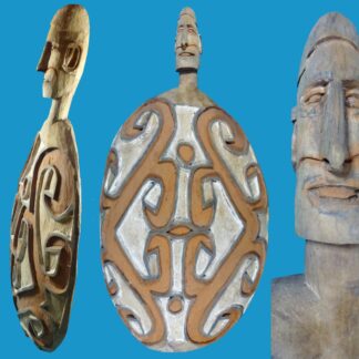 BQ16 Asmat Bowl Carved Face Handle