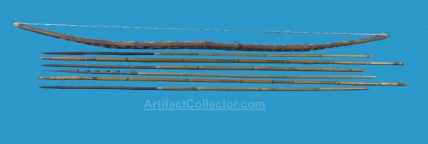 HA10 New Guinea PNG Sepik Bow Woven Cover and Arrows