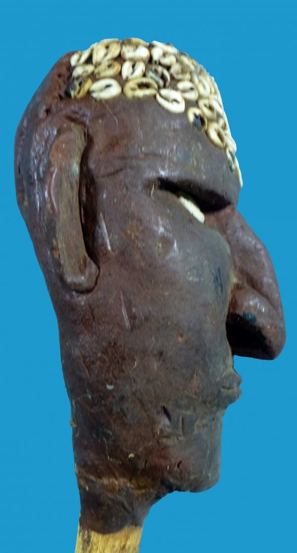 DG03 Papua New Guinea Sepik Bone Dagger Sculpted Clay Mask - Image 4