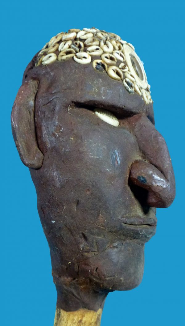 DG03 Papua New Guinea Sepik Bone Dagger Sculpted Clay Mask - Image 5