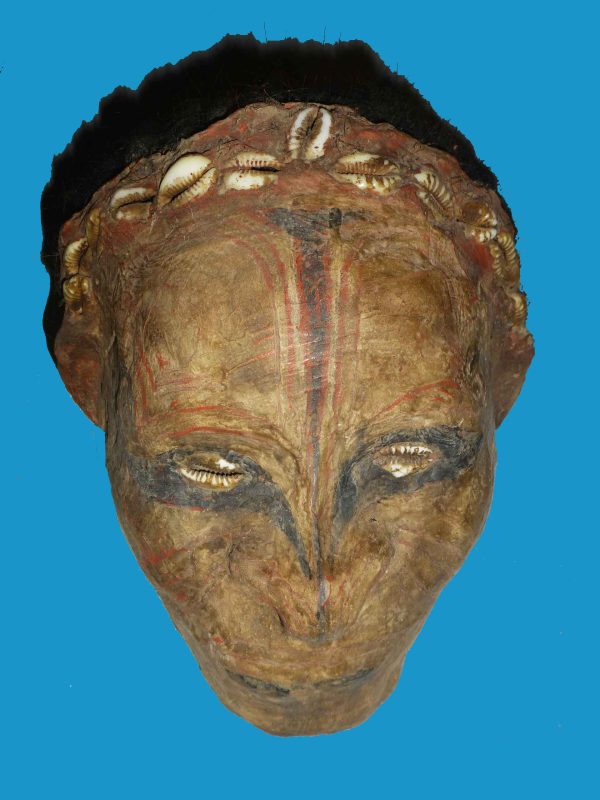 aDT16 Skull Iatmul Overmodelled Sepik Province Human Hair - Image 2